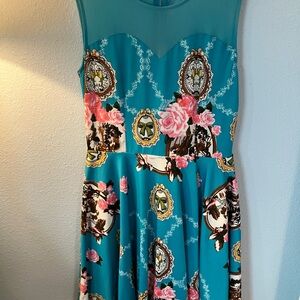 La Reyna Fit and Flare Midi with Sheer Sweatheart Cut